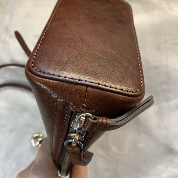 Rare BRIGHTON Ferrara Fina Mini Cross Body BROWN Smooth Leather F958871 - Picture 8 of 16